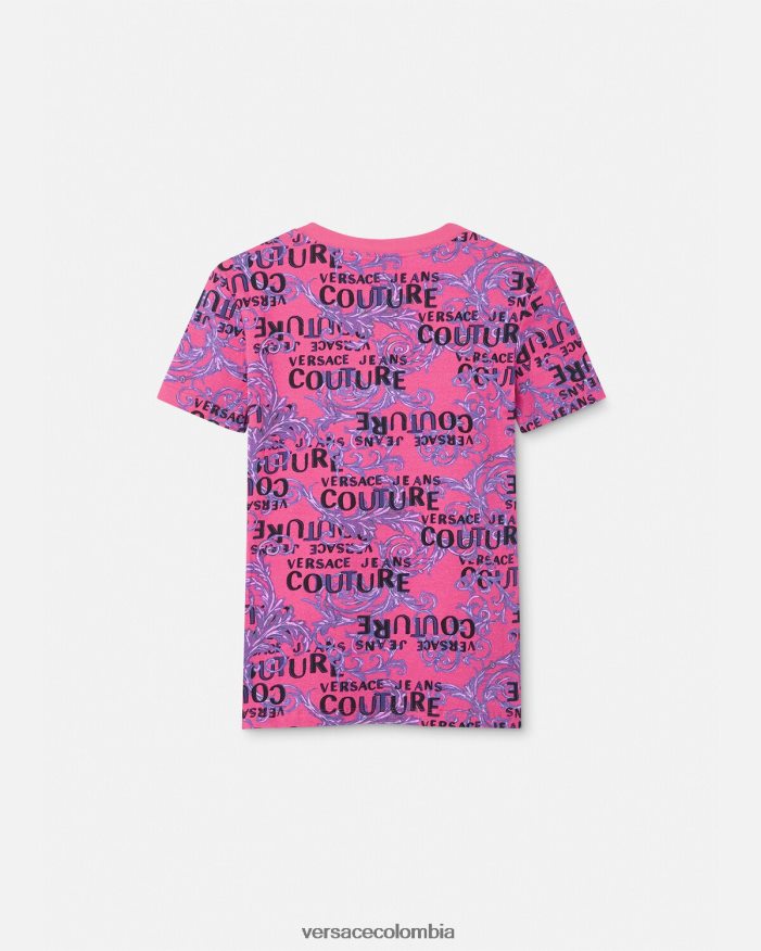 mujer camiseta de alta costura con logo Versace fucsia 2RP40F2221 ropa