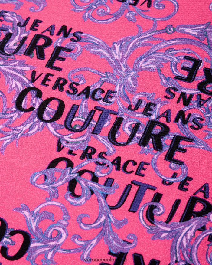 mujer camiseta de alta costura con logo Versace fucsia 2RP40F2221 ropa