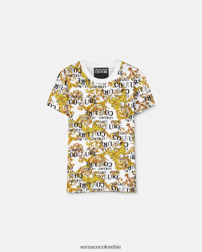 mujer camiseta de alta costura con logo Versace oro y blanco 2RP40F2223 ropa