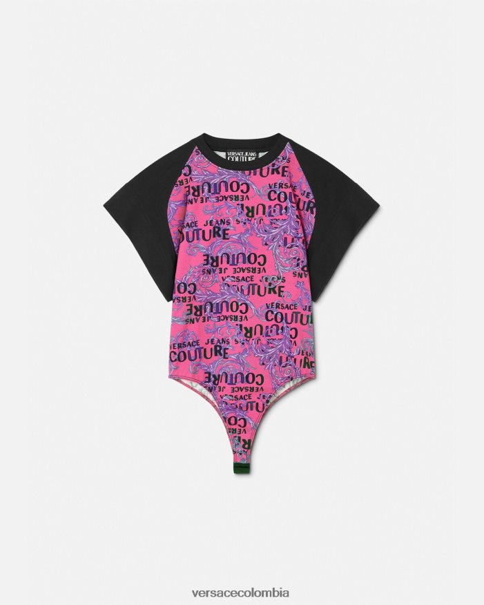 mujer camiseta tipo body de alta costura con logo Versace fucsia 2RP40F2209 ropa