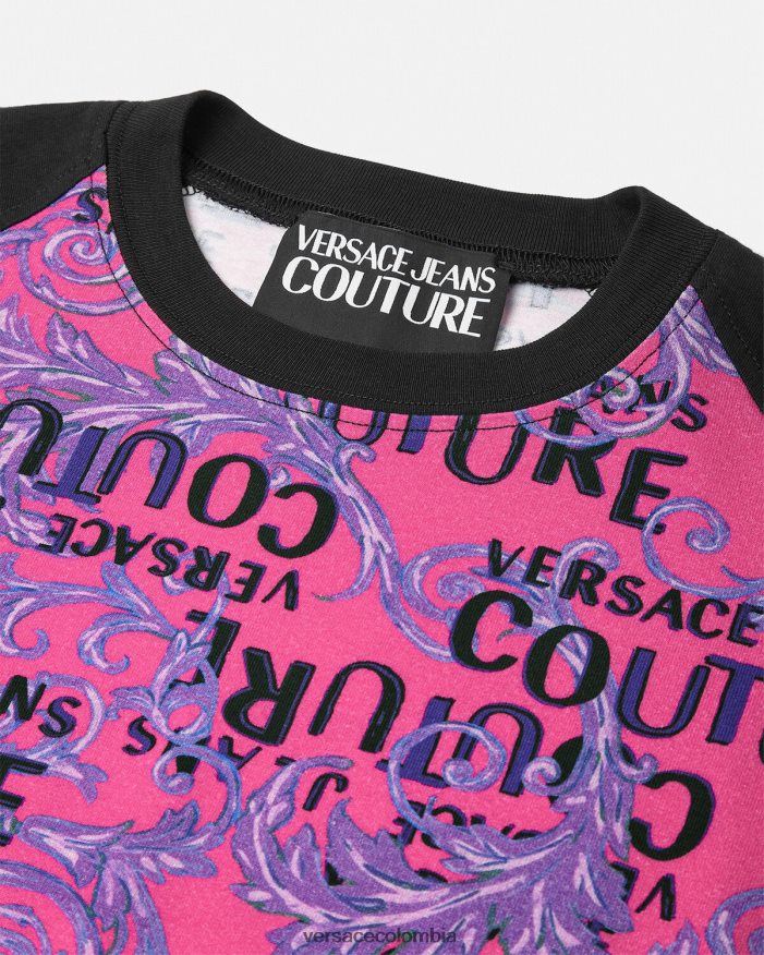 mujer camiseta tipo body de alta costura con logo Versace fucsia 2RP40F2209 ropa