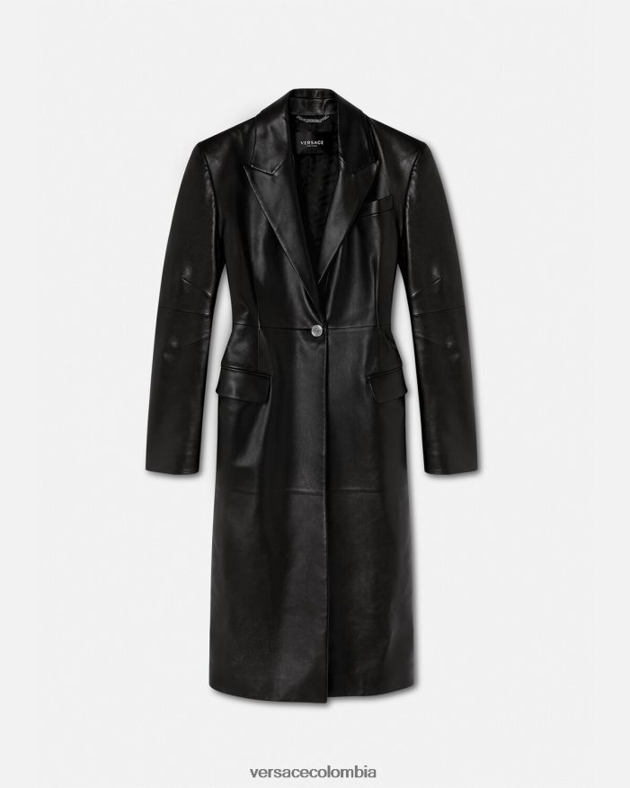mujer abrigo largo de piel con medusa Versace negro 2RP40F92 ropa