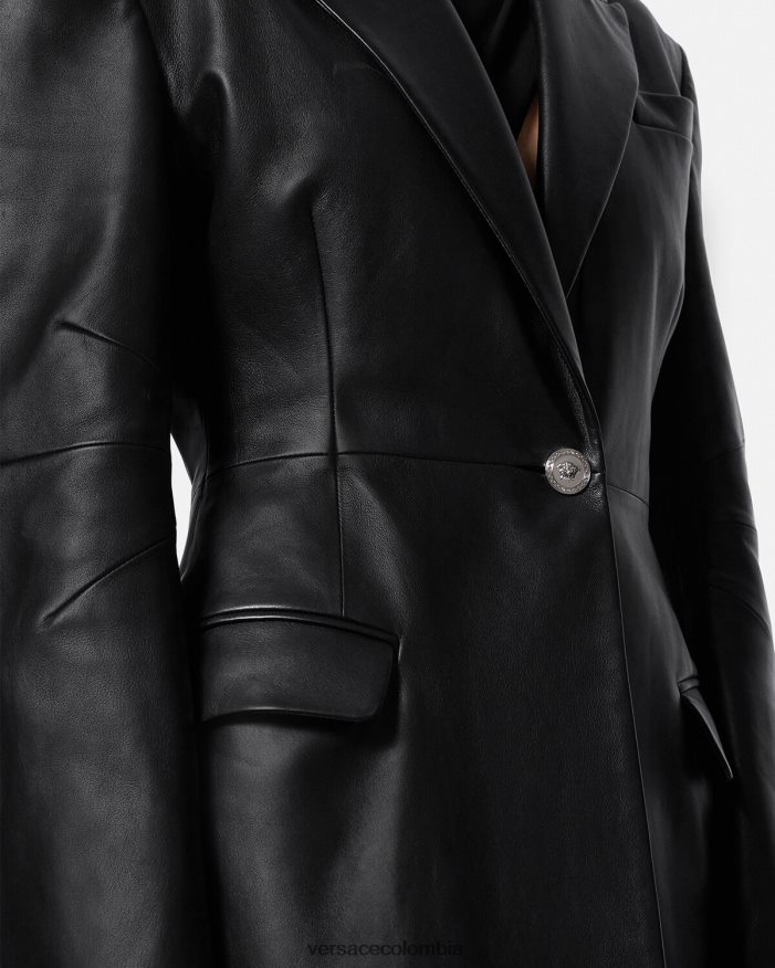 mujer abrigo largo de piel con medusa Versace negro 2RP40F92 ropa
