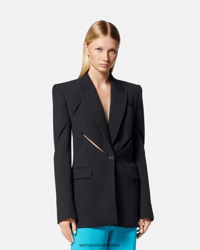 mujer blazer con cortes y botones Versace negro 2RP40F111 ropa