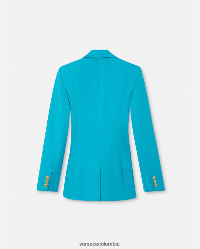 mujer blazer con medusa y botonadura sencilla Versace azul claro 2RP40F117 ropa