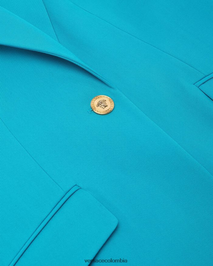 mujer blazer con medusa y botonadura sencilla Versace azul claro 2RP40F117 ropa