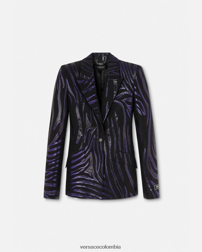 mujer blazer de cebra con botonadura sencilla Versace estampado y violeta 2RP40F114 ropa