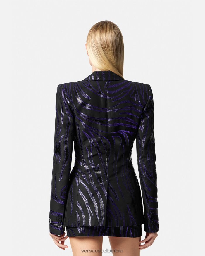 mujer blazer de cebra con botonadura sencilla Versace estampado y violeta 2RP40F114 ropa