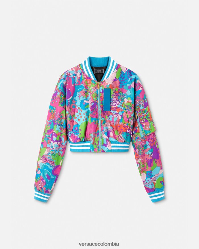 mujer chaqueta bomber corta floral de verano Versace un color 2RP40F79 ropa