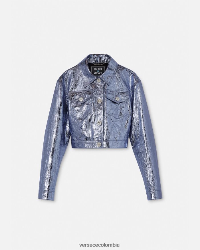 mujer chaqueta de cuero metalizada con medusa Versace metálico 2RP40F80 ropa