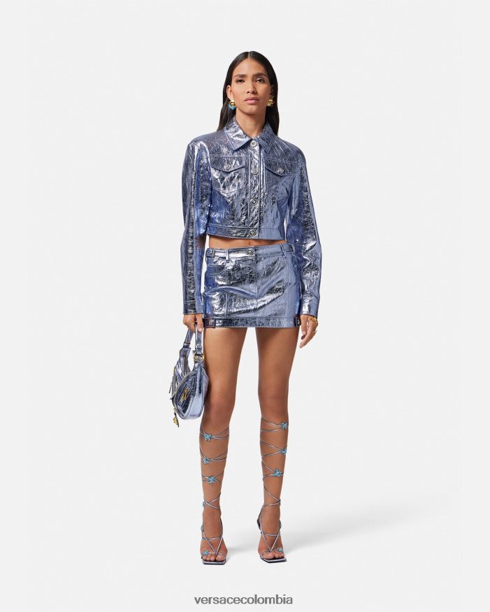 mujer chaqueta de cuero metalizada con medusa Versace metálico 2RP40F80 ropa