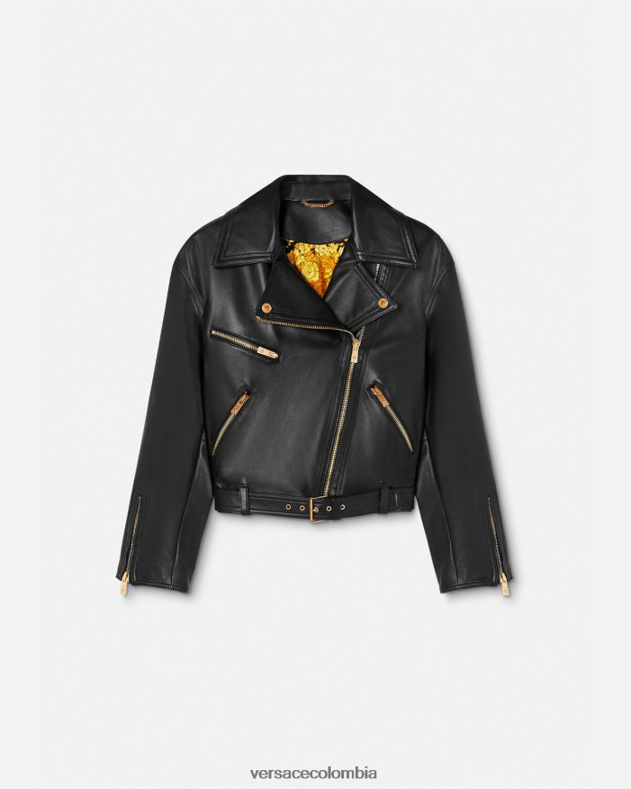 mujer chaqueta motera de cuero con medusa Versace negro 2RP40F86 ropa
