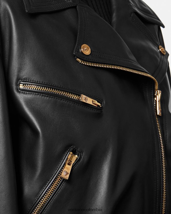 mujer chaqueta motera de cuero con medusa Versace negro 2RP40F86 ropa