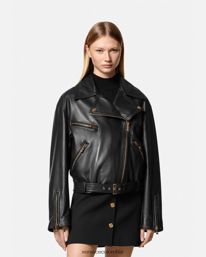 mujer chaqueta motera de cuero con medusa Versace negro 2RP40F86 ropa