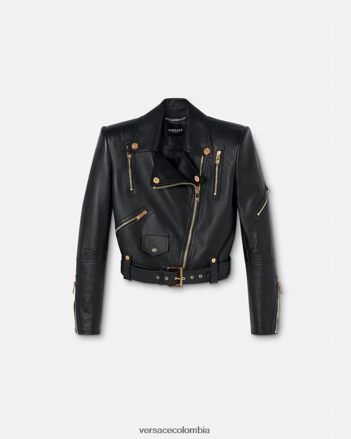 mujer chaqueta motera de cuero con medusa Versace negro 2RP40F89 ropa