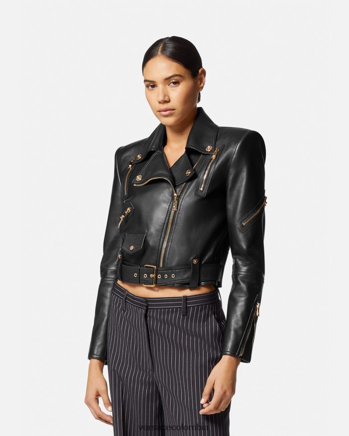 mujer chaqueta motera de cuero con medusa Versace negro 2RP40F89 ropa