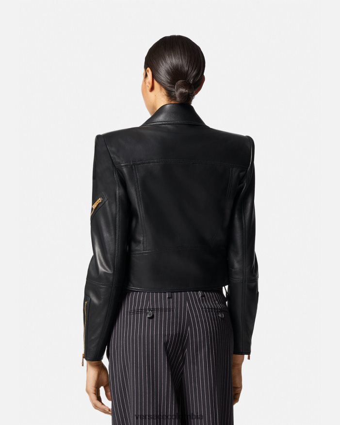 mujer chaqueta motera de cuero con medusa Versace negro 2RP40F89 ropa