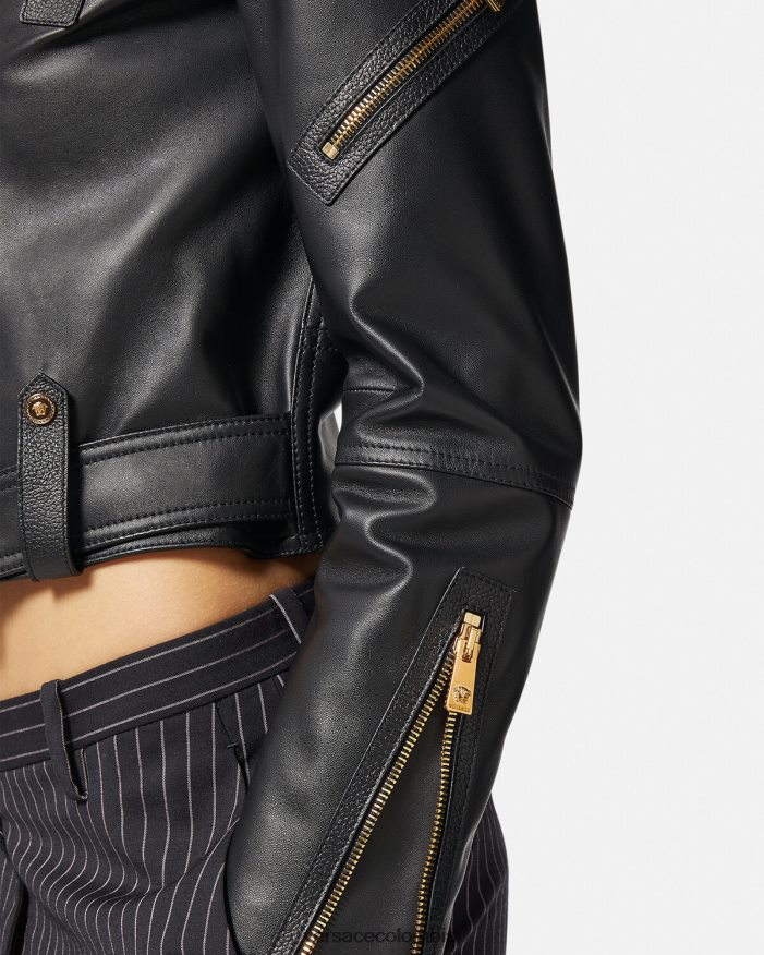 mujer chaqueta motera de cuero con medusa Versace negro 2RP40F89 ropa