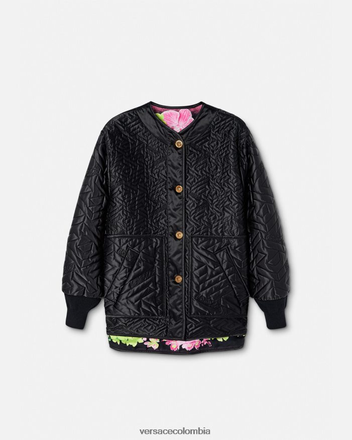 mujer chaqueta reversible con orquídeas medusa Versace negro y estampado 2RP40F99 ropa