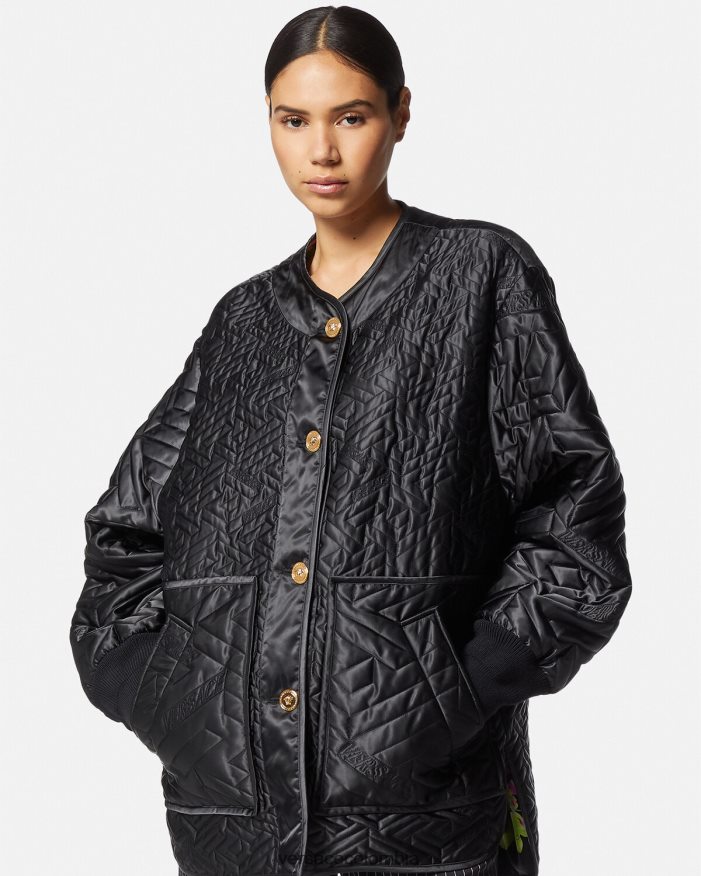 mujer chaqueta reversible con orquídeas medusa Versace negro y estampado 2RP40F99 ropa
