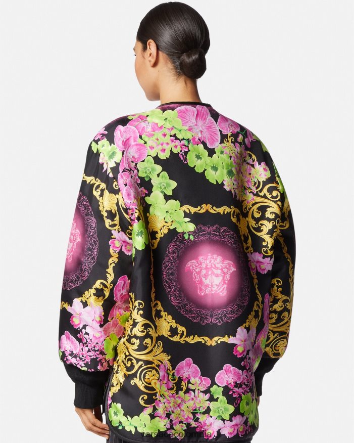 mujer chaqueta reversible con orquídeas medusa Versace negro y estampado 2RP40F99 ropa