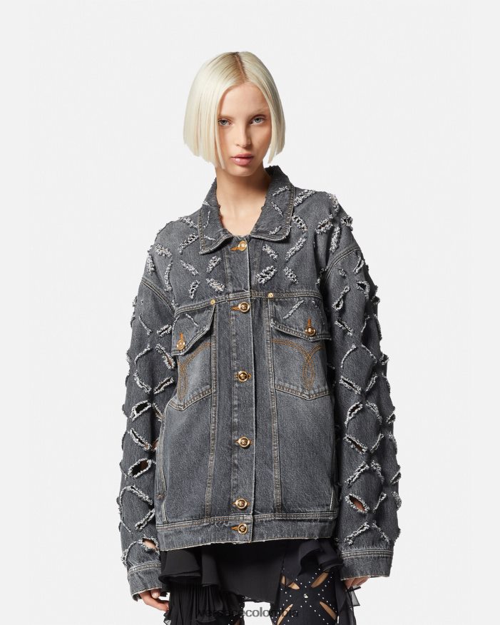 mujer chaqueta vaquera con cortes Versace gris 2RP40F227 ropa
