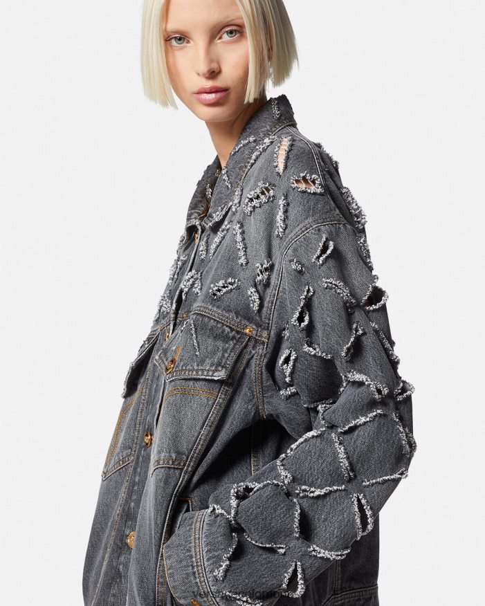 mujer chaqueta vaquera con cortes Versace gris 2RP40F227 ropa
