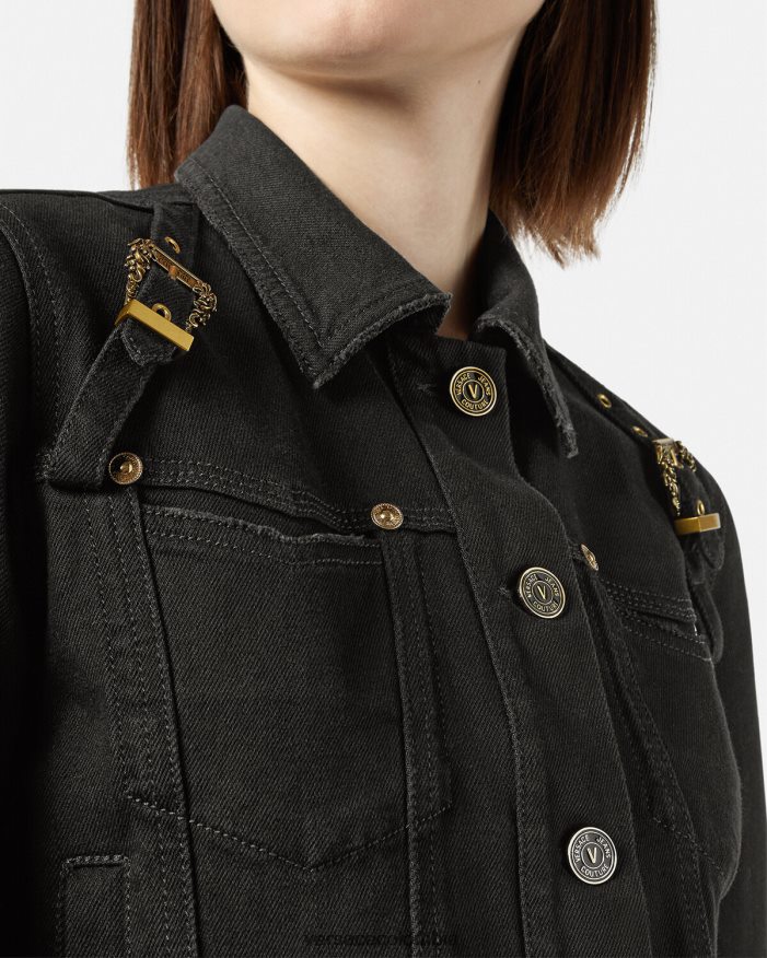 mujer costura barroca 1 chaqueta vaquera Versace negro 2RP40F2255 ropa