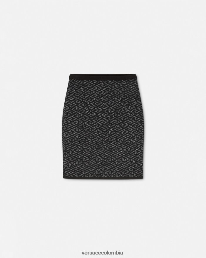 mujer falda de punto con medusa en jacquard la greca Versace negro 2RP40F179 ropa