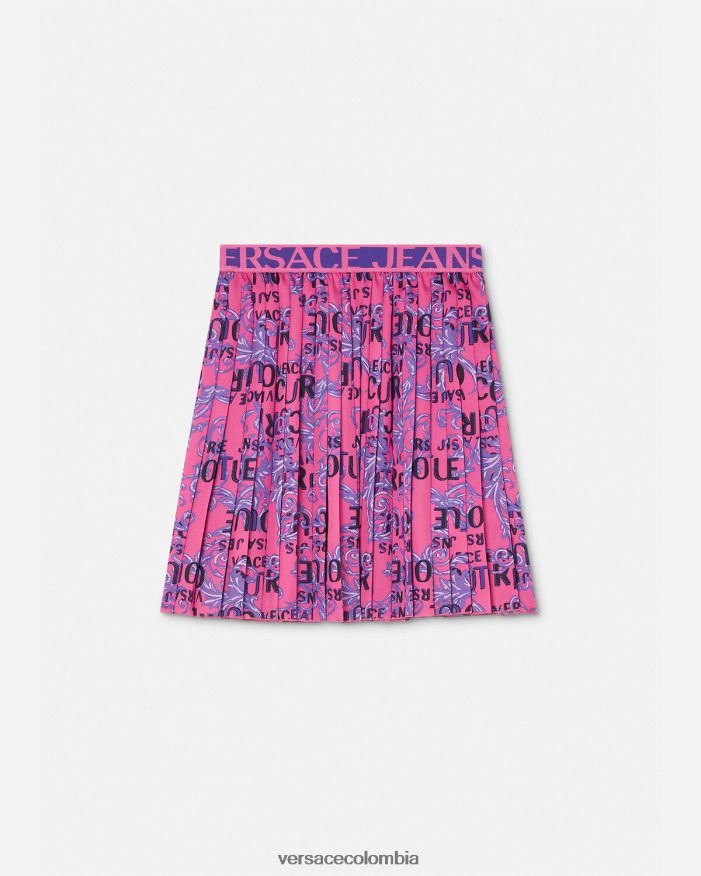 mujer falda plisada de alta costura con logo Versace fucsia 2RP40F2249 ropa