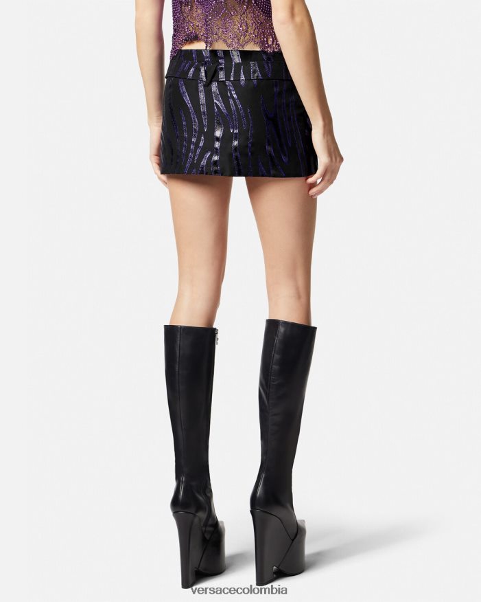 mujer minifalda con estampado de cebra y medusa '95 Versace estampado y violeta 2RP40F126 ropa