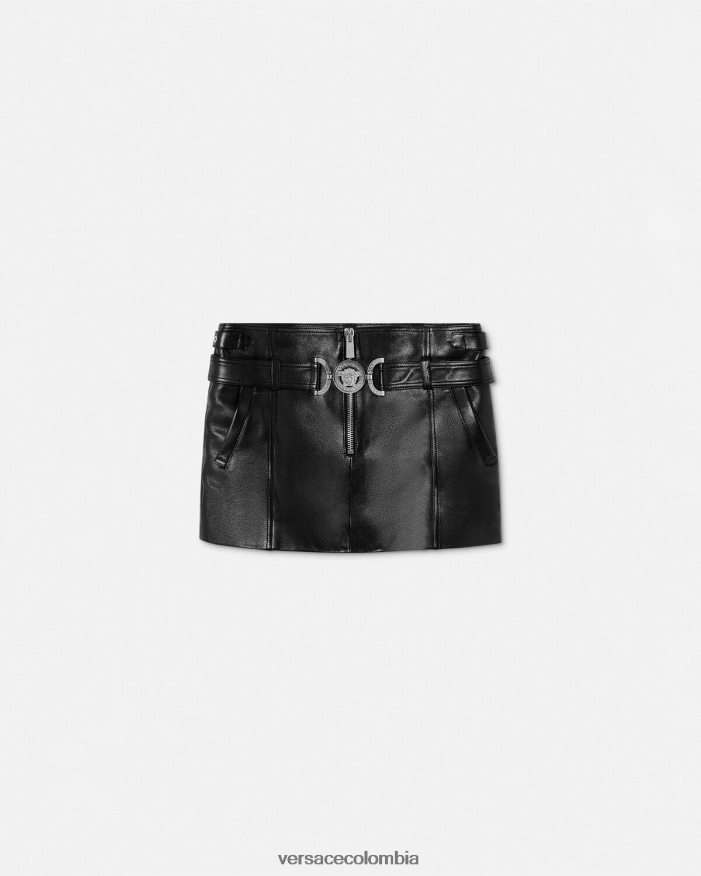 mujer minifalda de cuero con Medusa '95 Versace negro 2RP40F175 ropa