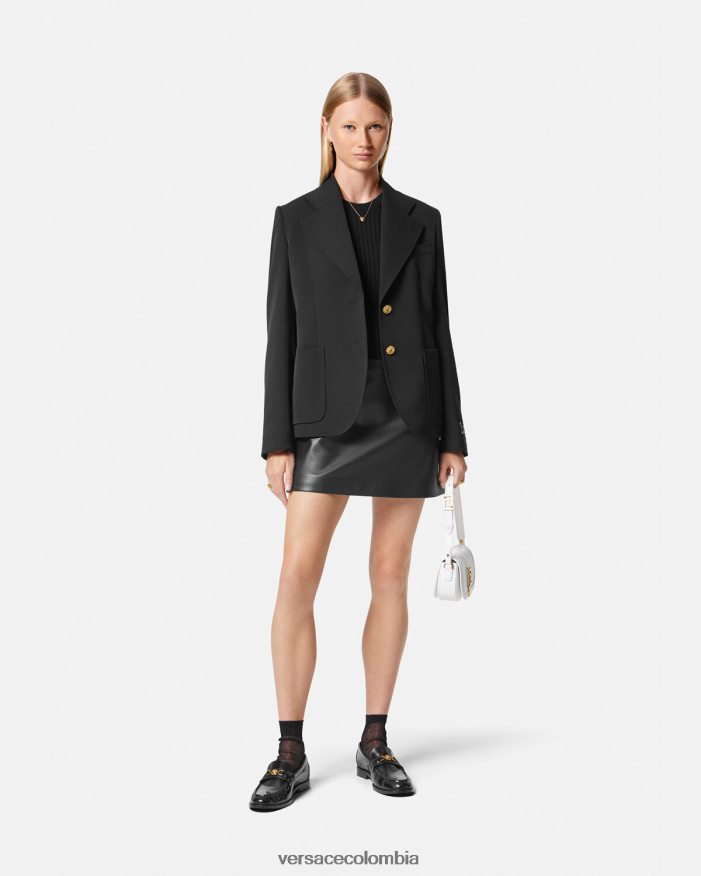 mujer minifalda de cuero con medusa Versace negro 2RP40F172 ropa
