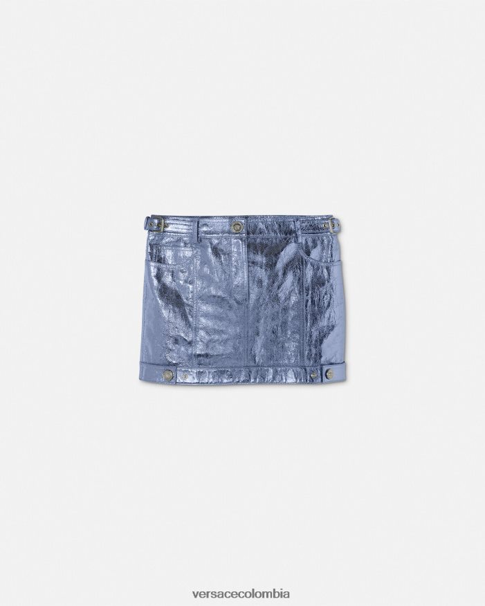 mujer minifalda de cuero metalizado con Medusa Versace metálico 2RP40F160 ropa