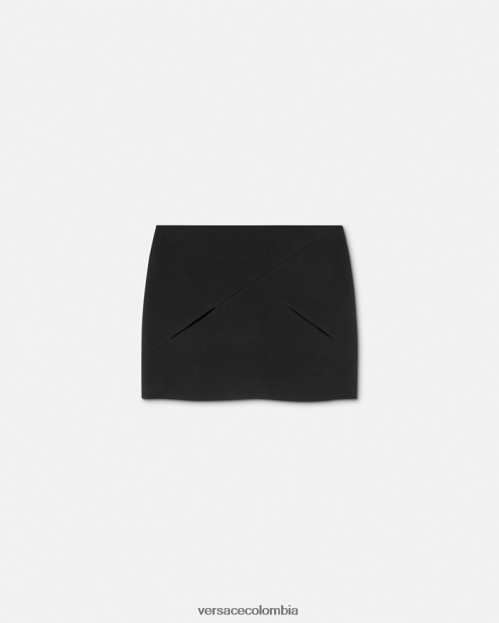 mujer minifalda de lana con cortes Versace negro 2RP40F125 ropa
