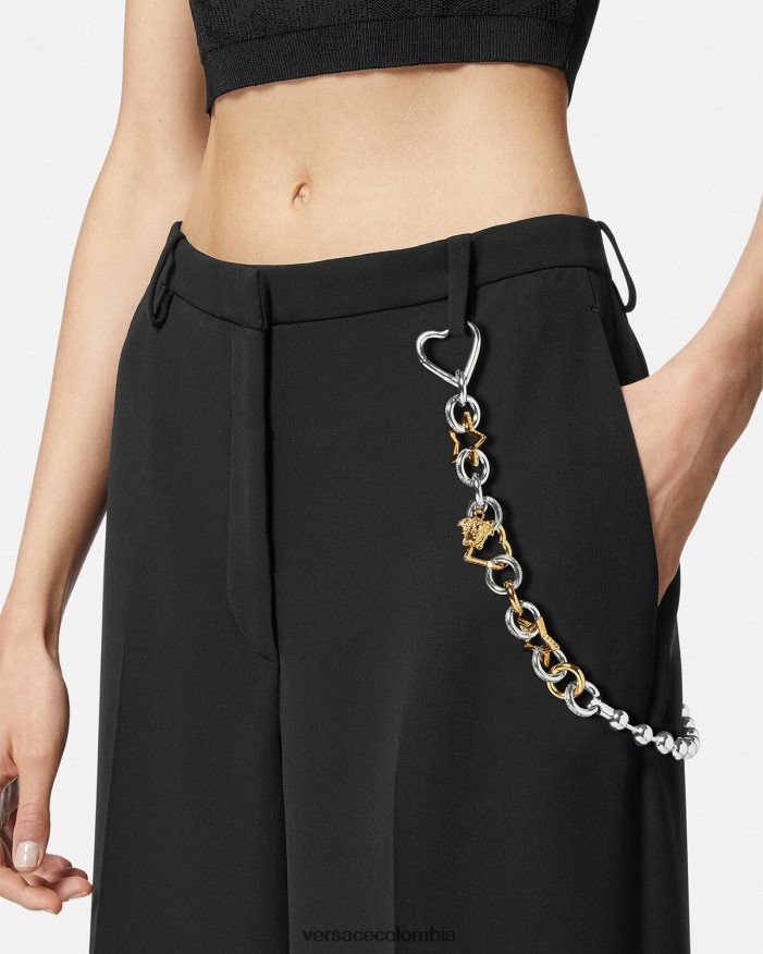 mujer cinturón con trabillas de cadena original Versace oro plateado 2RP40F218 ropa