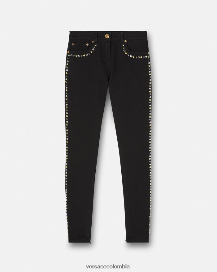 mujer jeans ajustados con tachuelas de Medusa Versace negro 2RP40F214 ropa
