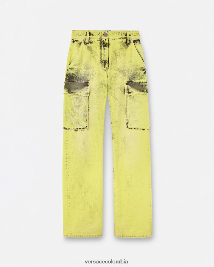 mujer jeans cargo desgastados Versace amarillo 2RP40F225 ropa