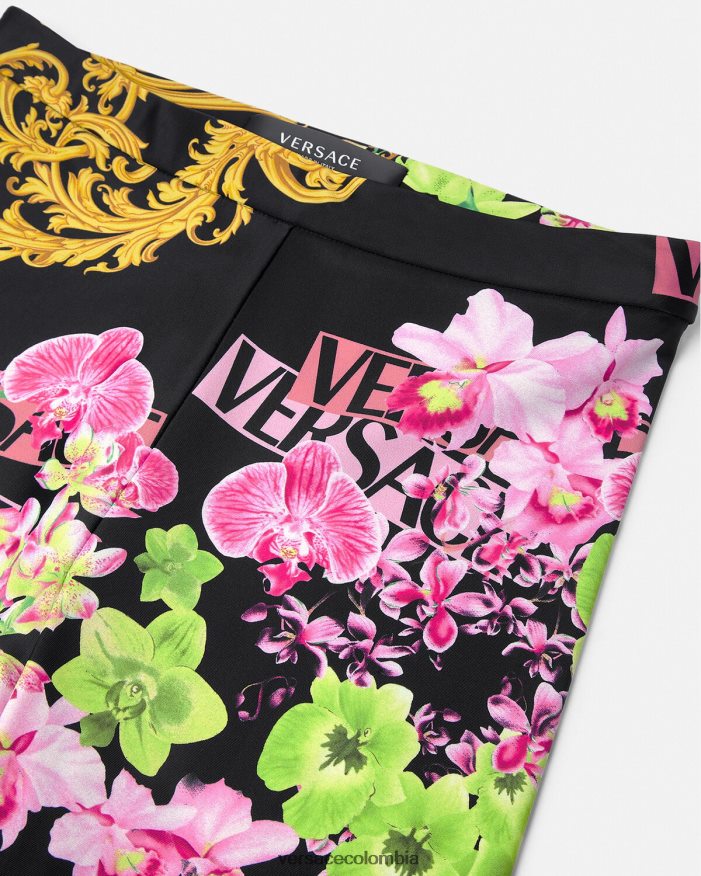 mujer leggins con orquídeas medusa Versace negro y estampado 2RP40F221 ropa