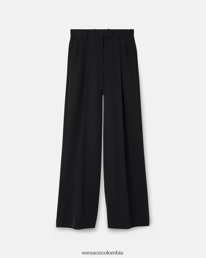 mujer pantalones anchos con pliegues Versace negro 2RP40F200 ropa