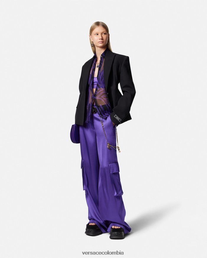mujer pantalones cargo anchos Versace Violeta 2RP40F210 ropa