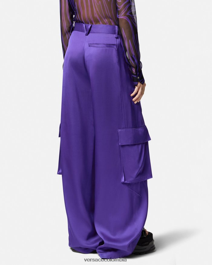 mujer pantalones cargo anchos Versace Violeta 2RP40F210 ropa