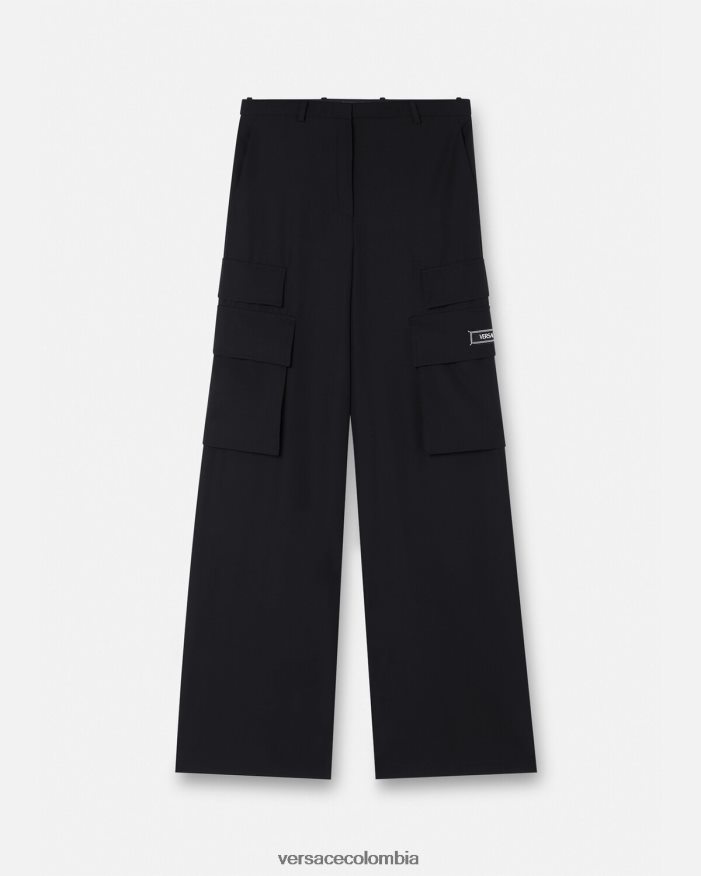 mujer pantalones cargo anchos Versace negro 2RP40F204 ropa