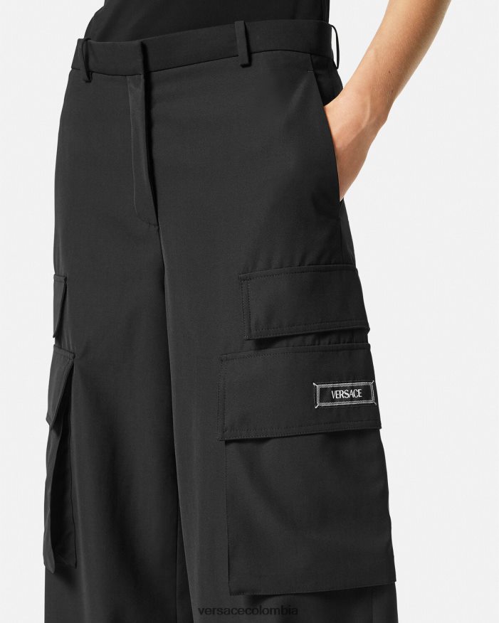 mujer pantalones cargo anchos Versace negro 2RP40F204 ropa