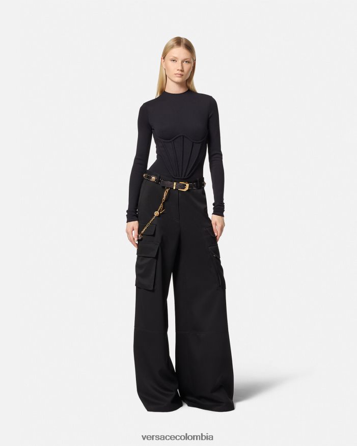 mujer pantalones cargo con logo Versace negro 2RP40F201 ropa
