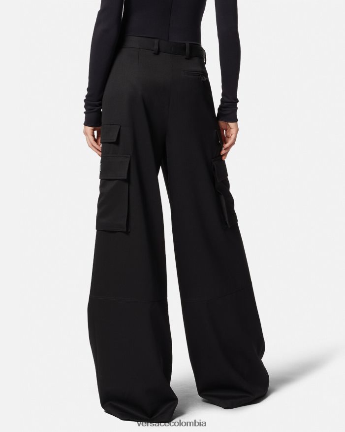 mujer pantalones cargo con logo Versace negro 2RP40F201 ropa