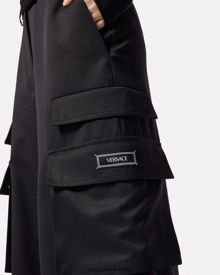 mujer pantalones cargo con logo Versace negro 2RP40F201 ropa