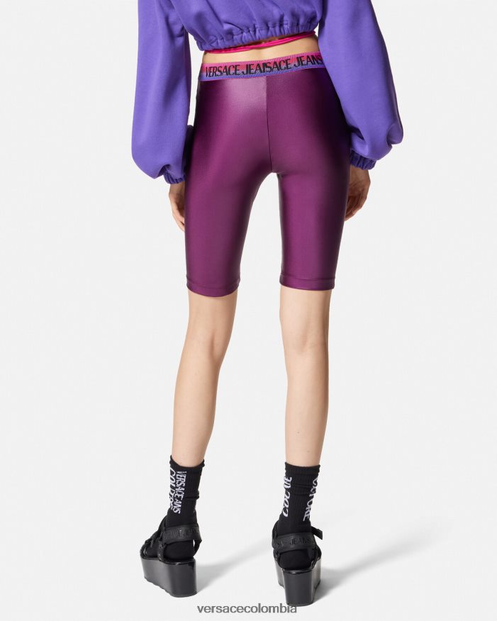 mujer pantalones cortos de ciclismo con logo Versace Violeta 2RP40F2242 ropa