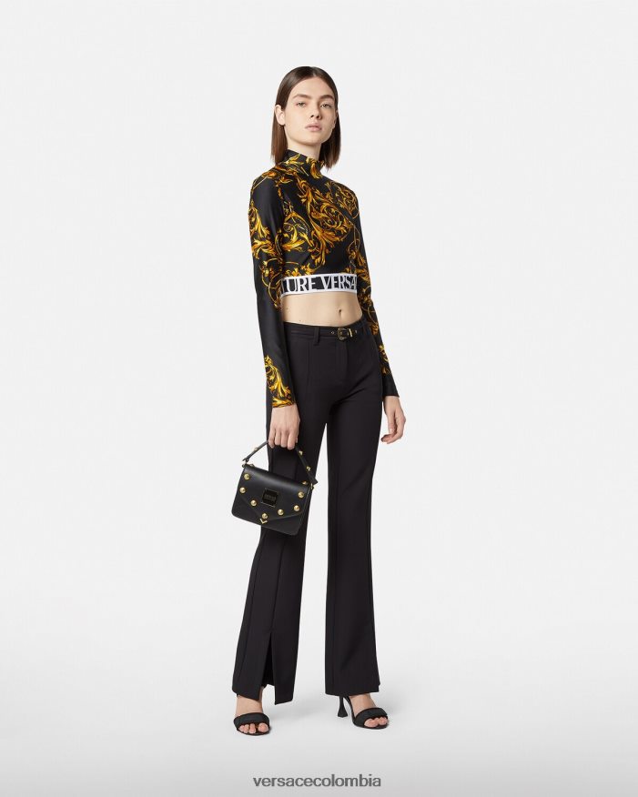 mujer pantalones de alta costura barroca con 1 hebilla Versace negro 2RP40F2247 ropa