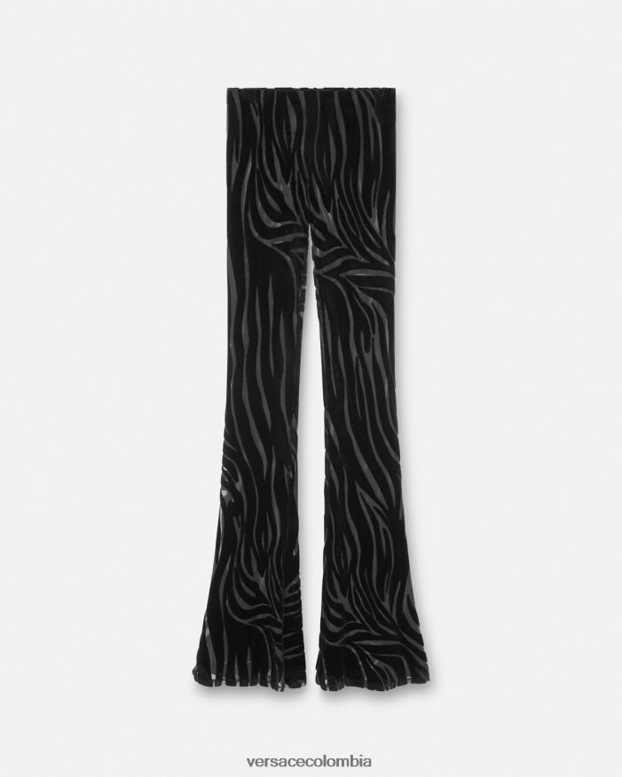 mujer pantalones de terciopelo de cebra Versace negro 2RP40F222 ropa